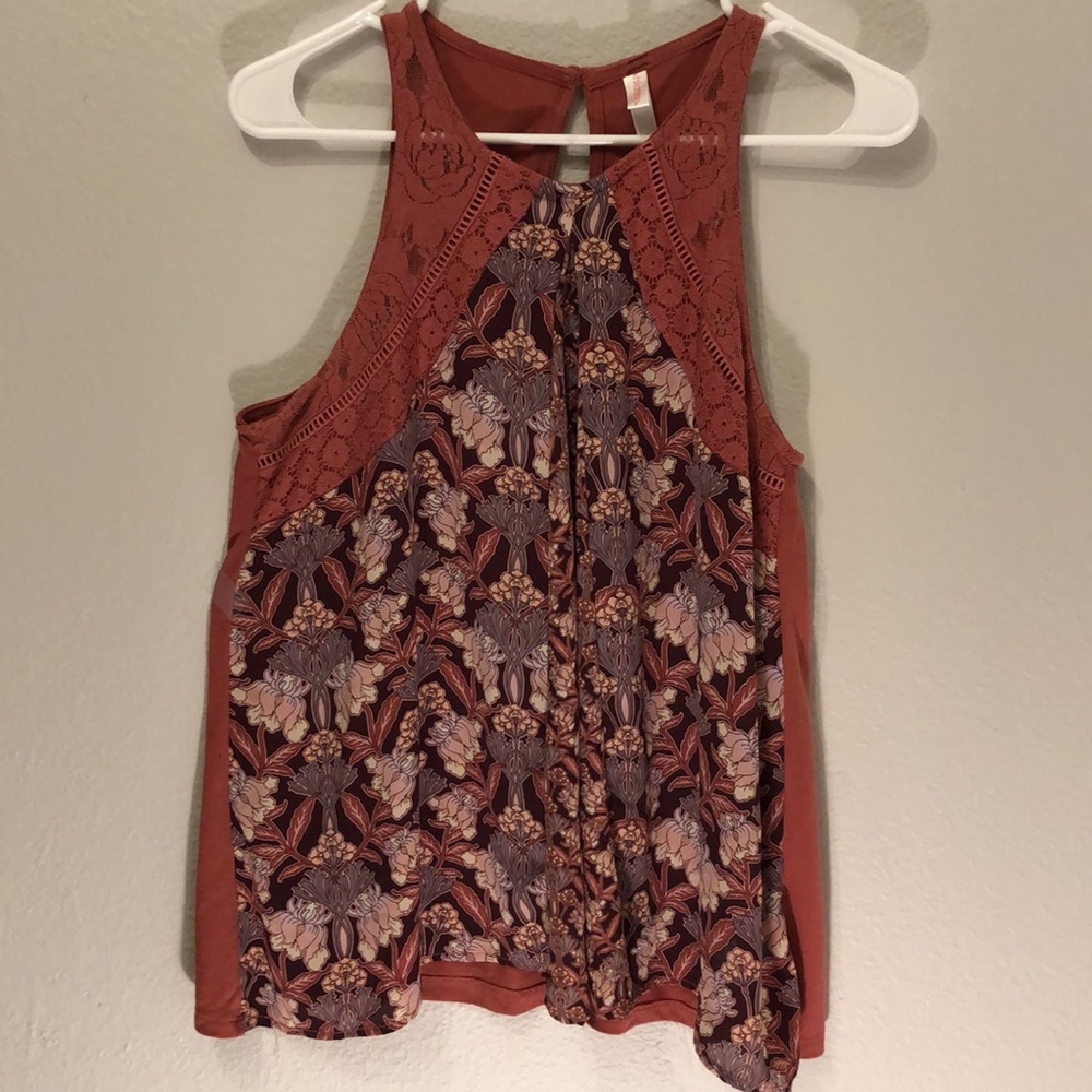 Pink Floral Flowy Tank Top